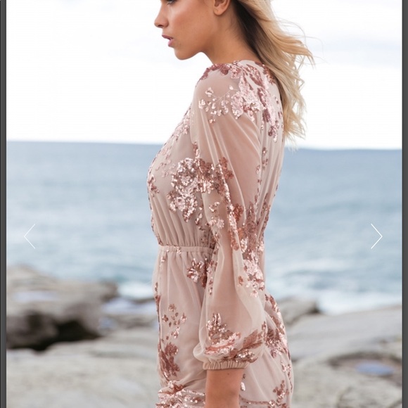 Hello Molly Sequin Romper Gold Bronze - Picture 3 of 8